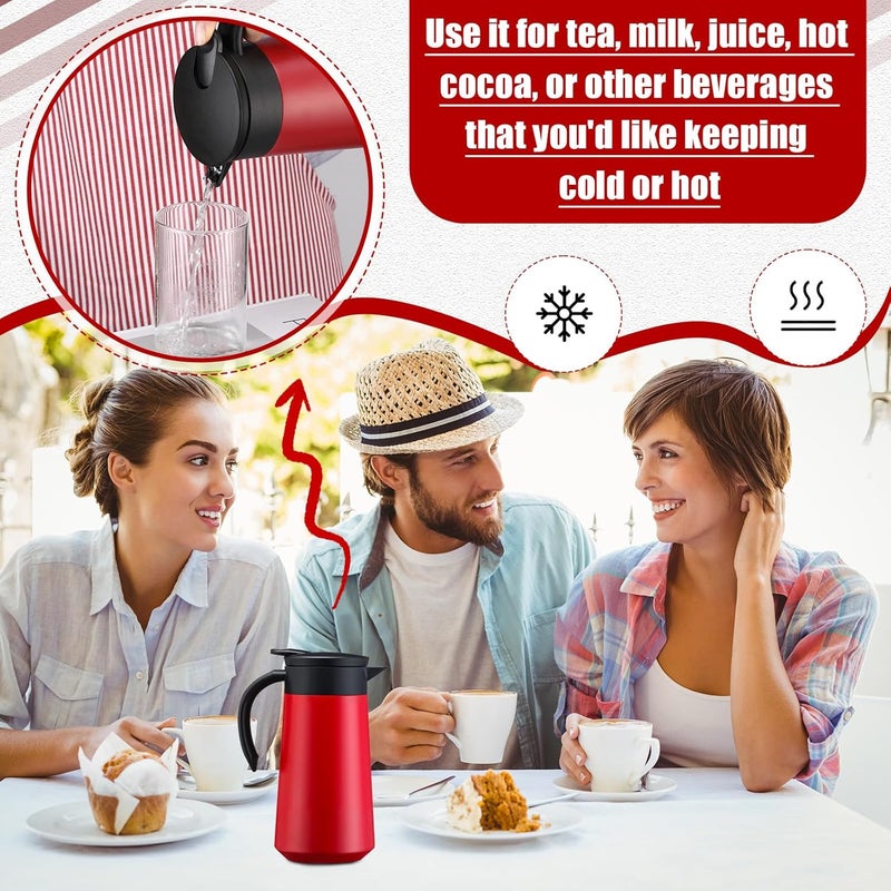 Ziliny 2 Pcs 27oz Thermal Coffee Carafe Stainless Steel Coffee Pot for Keeping Hot/cold Insulated Double Walled Vacuum Tea Pot with Press Button Drink Beverage Dispenser for Milk Tea (Red) - Image 5